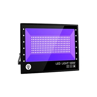 Imagen de BOSITE 100W LED Luz Negra,Luz Ultravioleta Con Enchufe IP66 Impermeable Foco Fluorescente Exterior,Lampara UV Negra para Halloween,Bar,Club,DJ Discoteca,Fiesta,Pinta Corporal