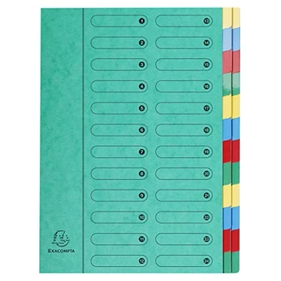 Imagen de Exacompta 5124E 1 clasificador HARMONIKA sin gomas y ventanas impresas tapa de tarjeta brillante lomo expandible 24 compartimentos para A4 tamaño 24,5 x 32cm color verde