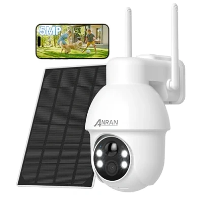 Imagen de ANRAN 5MP Cámara Vigilancia WiFi Exterior Solar con Batería, 360 Pan&amp;Tilt Inalambrica, Audio Bidireccional, Visión Nocturna en Color, Detección de Movimiento PIR, Compatible Alexa, Q03 Máx