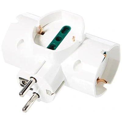 Imagen de Vimar RI.00316.B Adaptador múltiple, clavija combinada estándar alemán y francés, tres tomas de corriente universal italiano P40