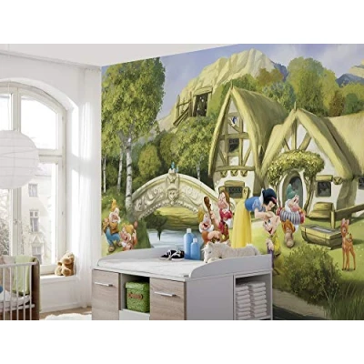 Imagen de Komar Disney Fotomurales SnowWWITHE Tamaño: 368 x 254 cm (ancho alto) Papel pintado para niños, pared, habitación de los decoración 8 4110, multicolor