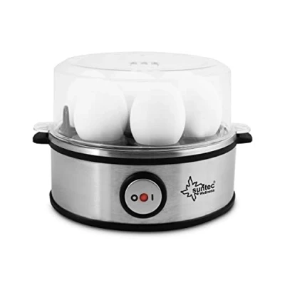 Imagen de SUNTEC Hervidor de Huevos EGG 8564 Design Acero Inoxidable para 7 Regulador dureza y Temporizador Apagado automático Pequeño eléctrico con Taza medidora Cuenco 360 vatios