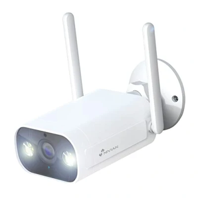 Imagen de NIVIAN Cámara Bullet WiFi 2,4Ghz Resolución 2K Apta para Exterior IP66 Función detección Humanos Visión Nocturna 10m Compatible con Alexa y Google HomeControl Remoto App Tuya Color Blanco