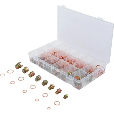 Imagen de BGS 8119 Surtido de tornillos y anillos estanquidad aluminio para tapón cárter 534 piezas