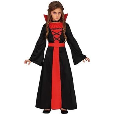 Imagen de FIESTAS GUIRCA Disfraz de Vampiresa Vestido Condesa Vampiro Rojo y Negro Niña Halloween 10 12 Años