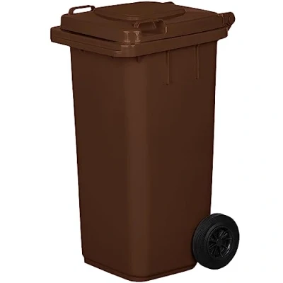 Imagen de Jestic Cubo de basura 120 240 para con ruedas goma silenciosas recogida diferenciada, reciclaje interior exterior EN840 (120 Litros, Marrón)