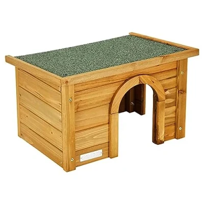 Imagen de Kerbl Casa para roedores (casita de abeto, con tejado betún resistente a la intemperie, dos entradas almacenamiento adecuado, apta recintos exteriores, refugio conejos) 82852