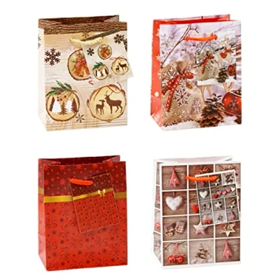 Imagen de TSI 83029 Bolsa Regalo Navidad Serie 9, 12 unidades, tamaño: pequeño (14 x 11 6,5 cm)