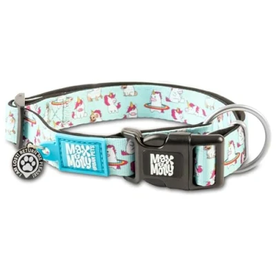 Imagen de Max &amp; Molly Urban Pets Smart ID Collar de Perro Neopreno Suave, Impermeable, Lavable a máquina, Hebilla Poder, Etiqueta QR y Perfil aplicación Personalizado, Unicornios S