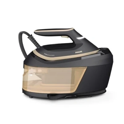 Imagen de Philips PerfectCare Serie 6000 Centro de planchado a vapor 2400 W, salida 600 g, presión 8 bares, tecnología OptimalTEMP, depósito agua 1,8 litros, negro (PSG6064/80)