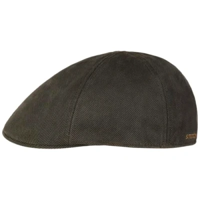 Imagen de Stetson Herringbone Duck Flatcap Schirmmütze Schiebermütze Herren mit Schirm, Futter Herbst Winter L (58 59 cm) braun oliv
