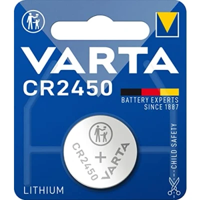 Imagen de Varta Pila de botón litio 3 V CR2450, pilas en un blíster original 1 unidad, Plata
