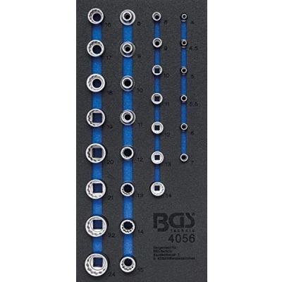 Imagen de BGS 4056 Bandeja para carro 1/3: Llaves de vaso 12 caras 6,3 mm (1/4&quot;) / 12,5 (1/2&quot;) 29 piezas