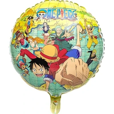 Imagen de One Piece Globo XXL Monkey D. Ruffy Decoración de Fiesta Manga Accesorio Cumpleaños Infantiles Luffy (Una Pieza Redonda)