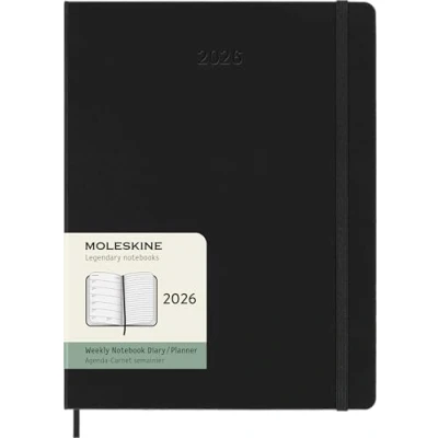 Imagen de Moleskine Agenda Semanal, Semanal 2026 12 Meses Con Espacio Para Notas, Tapa Dura y Cierre Elástico, Formato XL 19x25, Color Negro