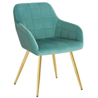 Imagen de WOLTU 1 x Sillas de Comedor Nordicas Estilo Vintage Juego 1, Silla Cocina Tapizada con Reposabrazos Tapizadas Terciopelo, Estructura Metal, Turquesa BH232ts