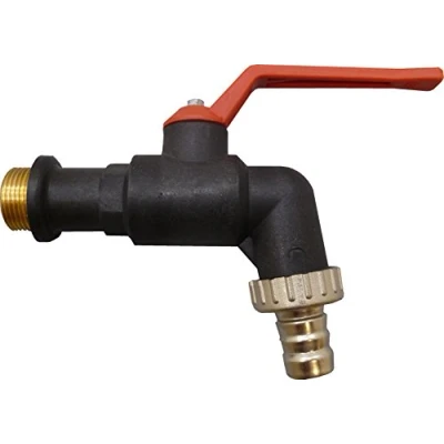 Imagen de S&amp;M 174001 Grifo Esfera 1/2&quot;, Polipropileno Negro, maneta Color Rojo
