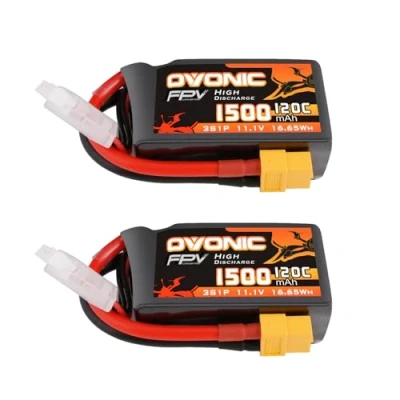 Imagen de OVONIC Lipo Batería 3s 1500mAh 120C 11.1V con Enchufe XT60 para FPV RC Avión Coche Quadcopter Helicópteros Camión Barco Hobby (2 Piezas)
