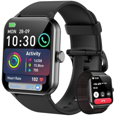 Imagen de Blackview Reloj Inteligente Hombre Mujer con Llamadas, Pulsómetro/Oxímetro/Sueño/Podómetro, 1.85&quot; Smartwatch Whatsapp Mensajes, 100 Modos Deportivos, Pulsera Actividad para Android iOS