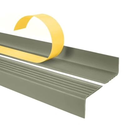 Imagen de Quest Perfil autoadhesivo para bordes de escaleras, 40 x 25 mm, antideslizante, plástico PVC, color verde oliva, 80 cm