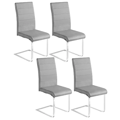 Imagen de WOLTU 4X Sillas de Comedor, Silla Ergonómica para Oficina y Casa, en Forma C con Respaldo Alto, Cocina Moderna Chic, Terciopelo, Gris Oscuro, BH377dgr 4