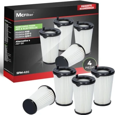 Imagen de McFilter 4x Filtro compatible con Aspirador AEG CX7 QX8 MX7 7000 Recambio para HEPA AEF150 sin cable Ergorapido Animal Flexibility Power 2 45 i360 s360