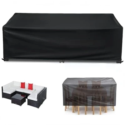 Imagen de Cubierta De Muebles Patio, Funda Para Jardín,190x165x95cm/LxWxH Mesa Jardin Impermeable, Resistente Al Viento, Paño Oxford 420D, Sofa Jardin, Aire Libre, Patio