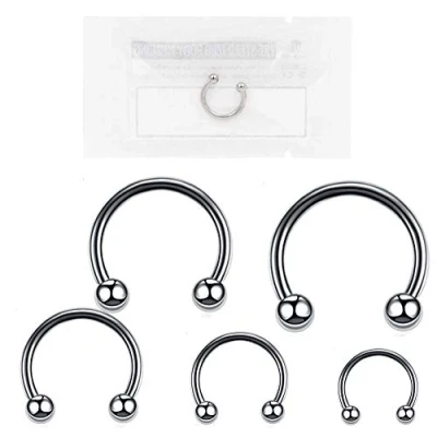 Imagen de WARRIOR Piercing Herradura Circular/Curva Estéril Barbell Fabricado en Acero quirúrgico 316L 16G (1.2mm) con Dos Bolas de 3mm Largo 08/06/10/12/14 mm PYS 001(14)