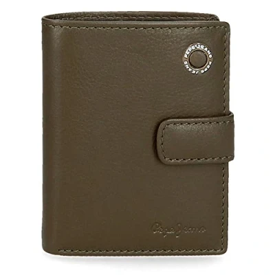 Imagen de Pepe Jeans Badge Cartera vertical con cierre de clic Verde 8,5x10,5x1 cms Piel