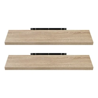 Imagen de EUGAD Juego de 2 Estante Flotante Pared Retro Estantería Madera Colgar Libro CD para Salon Dormitorio 120cm Roble 0120QJ