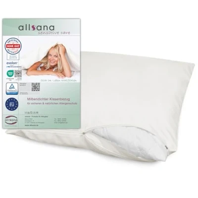 Imagen de Allsana Funda hipoalergénica para almohada o cojín (80 x 80 cm, antiácaros), ropa de cama antiácaros alérgicos al polvo doméstico