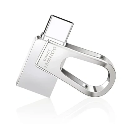 Imagen de DONWEI Pendrive 128 GB USB C y 3.0, Memoria para PC/Portátil/Portátil, Teléfono Móvil Tipo Plateado