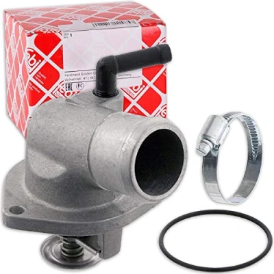 Imagen de FEBI BILSTEIN 28349 Termostato, refrigerante 92, 107 con abrazadera para manguera, junta anular OPEL: Astra G CC, Berlina, Zafira A