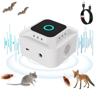 Imagen de HONGXIAN Ultrasonido para ratones de interior, 3 modos repelente ratones, ultrasonidos y ratas con luz LED, disuasor roedores, ratas, hormigas, arañas cucarachas