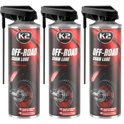 Imagen de K2 Lubricante para Cadenas de Motocicletas Pack 3 Todo Terreno, Protección y Durabilidad Off Road Chain Grease 250 ml
