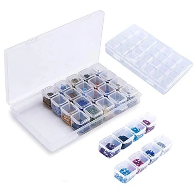 Imagen de NATUCE Caja de Almacenamiento Plastico, 28 Compartimentos Organizadora, Almacenaje Plastico Transparente para Joyas Cuentas Aretes Manualidades