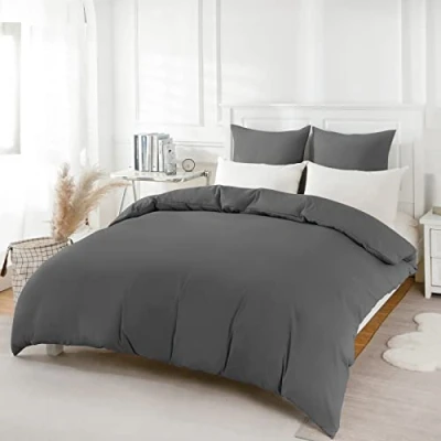 Imagen de REDKEY Funda Nordica Cama 90,Juego de Edredon 135x200 y 1 Almohada 80x80cm Juego Microfibra cepillada Suave (Gris Oscuro)