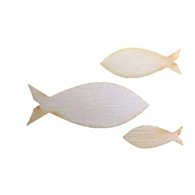 Imagen de Petra&#039;s Bastel News Juego de 60 Piezas Peces Madera 3 tamaños Diferentes, 2 4,5cm