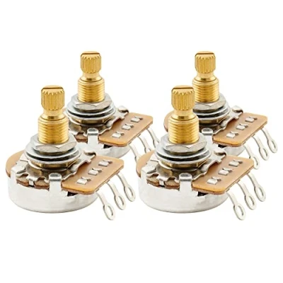 Imagen de Musiclily Pro HD A500K+B500K Latón Métrico Grueso 18 Estrías Split Shaft Potenciómetro Audio Taper para Chitarra Elettrica Import Epiphone Bajo(Set de 2A2B)