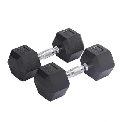 Imagen de Endless Pair of 10 Kg (2 * 22 LB) Hexagon Rubber Coated Dumbbell Black Material: Iron and Perfect for Bodybuilding, Fitness, Weight Lifting Training at Home or Gym