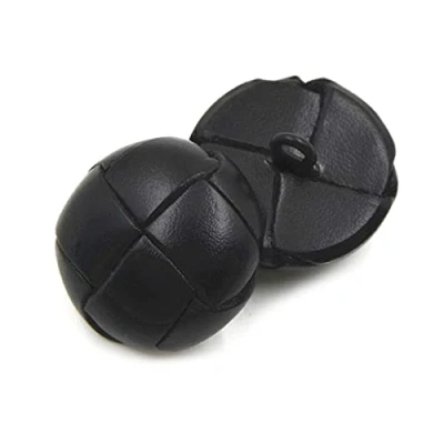 Imagen de Botones cubiertos de cuero genuino 5 piezas 15mm 26mm Botón marrón negro para abrigos chaqueta, Negro,