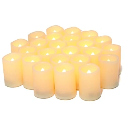 Imagen de 24 velas votivas sin llama, LED parpadeantes de 5 cm, funciona con pilas/velas eléctricas a granel artificiales, bodas, fiestas, festivales, Navidad, pilas incluidas