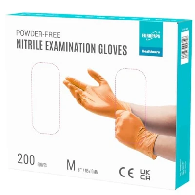 Imagen de EUROPAPA® 200 Guantes De Nitrilo Desechables Que Cumplen Las Normas EN455 EN374, Sin Polvo Ni LÁTex, Disponibles En Tallas S, M, L Y XL (M, Naranja)