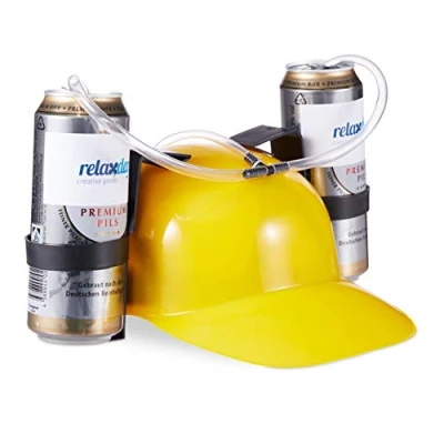 Imagen de Relaxdays Gorra Cerveza para Dos Latas, Amarillo, 13 x 32 28 cm , color/modelo surtido