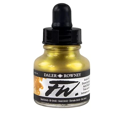 Imagen de Daler Rowney Fw Artists Tinta Acríl. Líquida Gold (Hue) Fr.29,5Ml