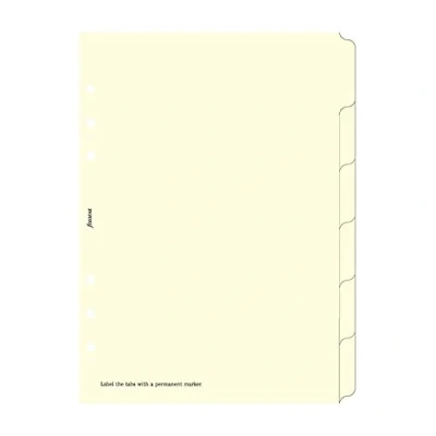 Imagen de Filofax Separadores para archivador (tamaño A5, en blanco, 6 divisiones), color crema
