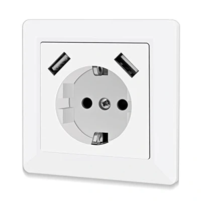 Imagen de Enchufe con USB (máx. 5 V 3,4 A) Schuko conector Brillante de pared Sistema 55 enchufes protección contacto,