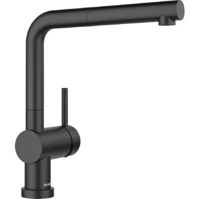 Imagen de BLANCO LINUS S F Grifo de cocina en negro mate Alta presión Con manguera extraíble para ventana delantera montaje delante una Calidad del agua asegurada y ahorro