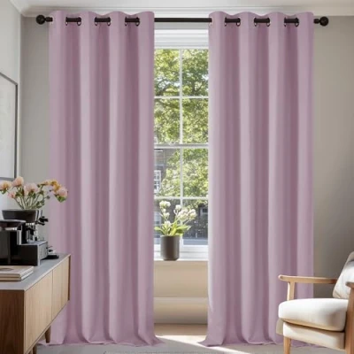 Imagen de Deconovo Cortinas Opacas 2 Piezas para Dormitorio Salón Modernas, Aislantes Térmicas y Reducción de Ruido, EcolóGicas Certificadas,140 x 270 cm Rosa Claro
