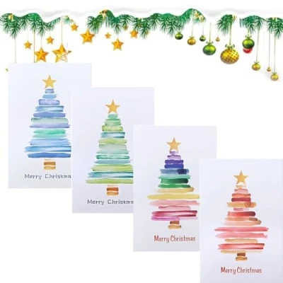 Imagen de Tarjetas de Felicitación Navideñas con Sobres,Tarjetas Navidad,Tarjeta en Blanco,Tarjetas Navidad Personalizadas Sobres Página Blanco,Christmas Cardscon Patrón Árbol